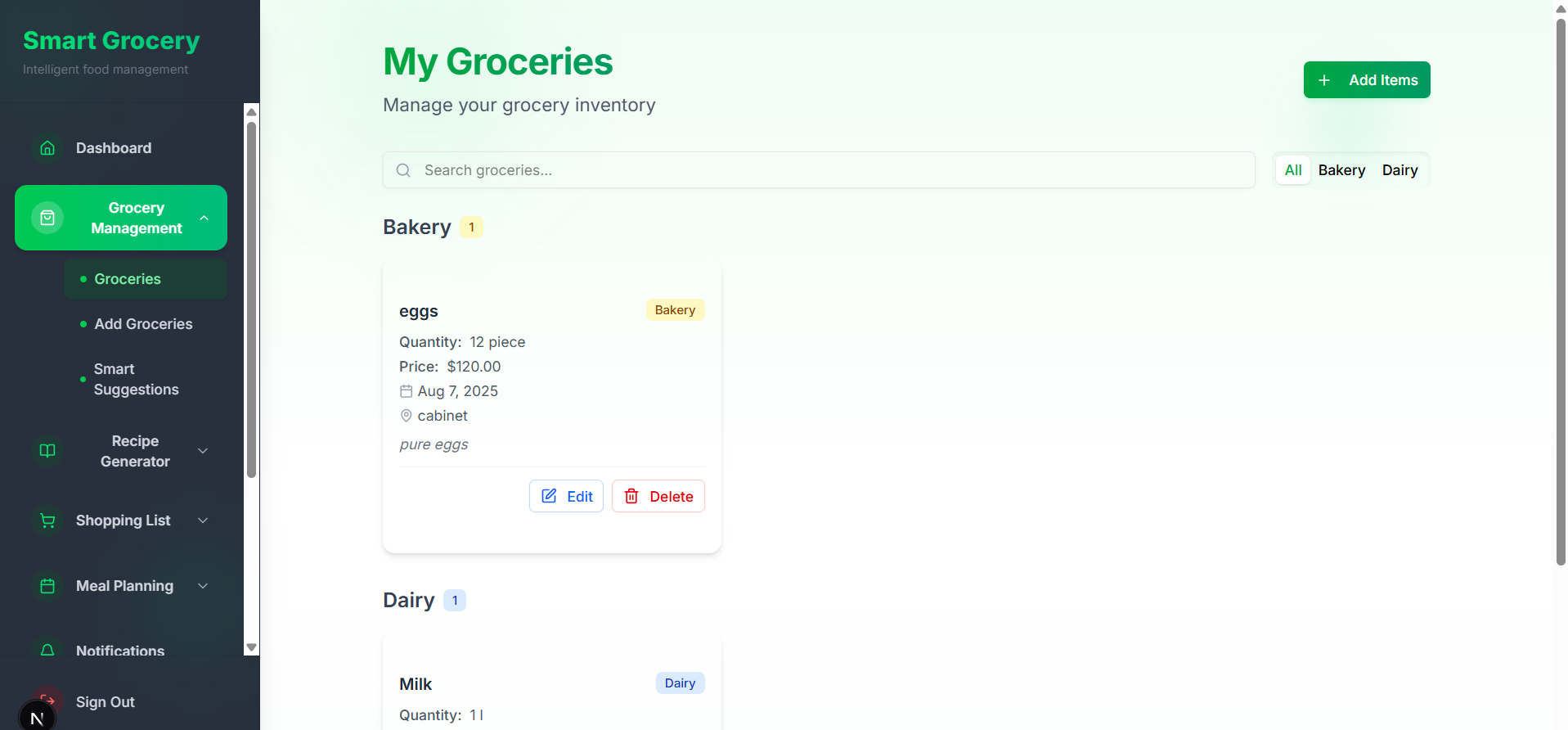 Grocery Management App 10