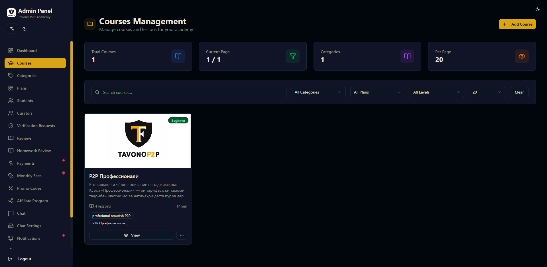 Tavono Academy - Enterprise Learning Management System 2
